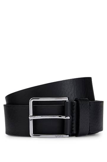 Italian-leather belt with branded pin buckle, Hugo boss