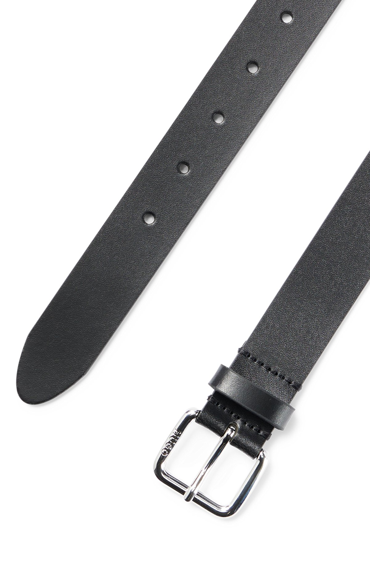 HUGO - Italian-made belt in leather with logo-detail strap