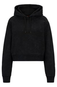 Cotton-terry hoodie with zipped cuffs, Black
