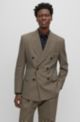 Relaxed-fit jacket in checked stretch cloth, Beige