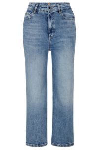 High-waisted jeans in blue comfort-stretch denim, Light Blue