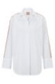 Regular-Fit Bluse aus Baumwolle mit Details an den Ärmeln, Weiß