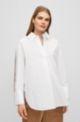Regular-fit blouse van katoen met details op de mouwen, Wit