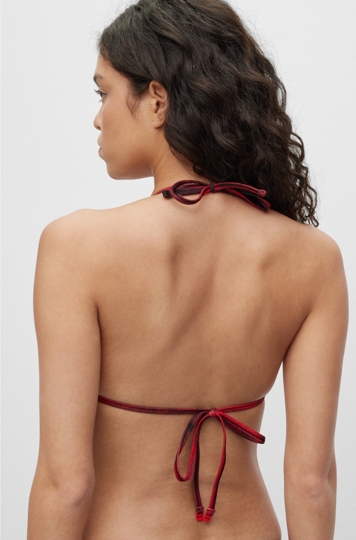 HUGO - Quick-dry triangle bikini top with seasonal print