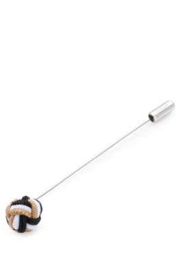 Hugo Boss Stainless-steel Lapel Pin With Signature-stripe Knot In Metallic