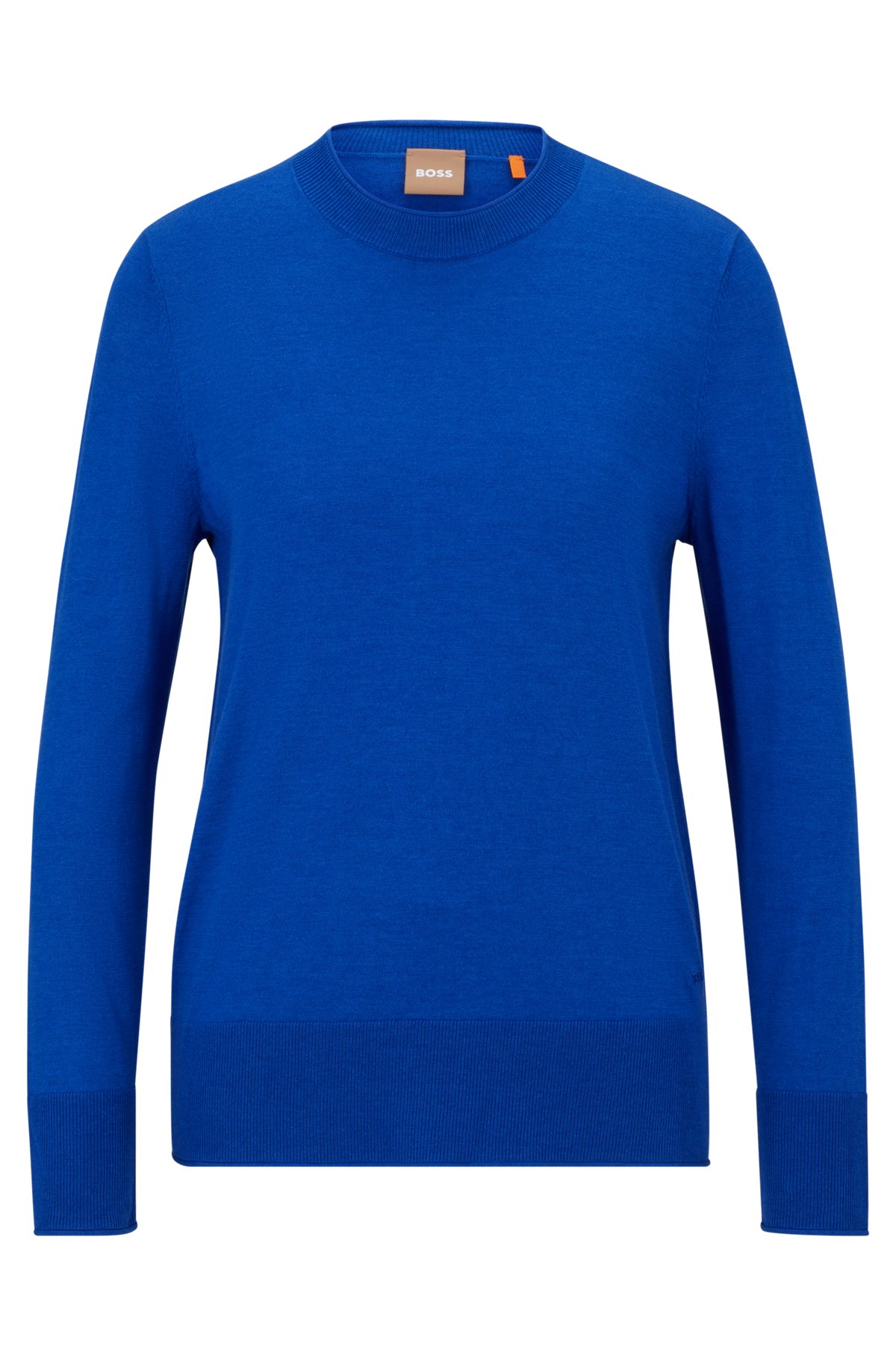 Cotton-blend sweater with logo trim, Blue