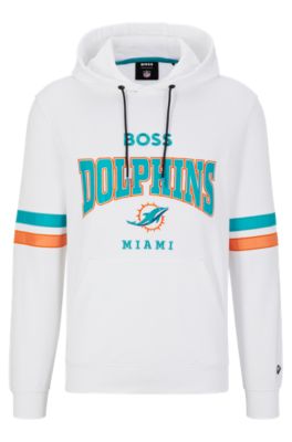 Hugo Boss Boss Nfl Cotton-terry Hoodie With Collaborative Branding In Dolphins