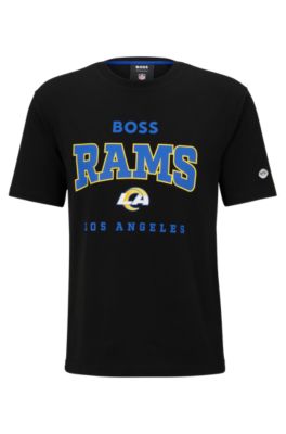 Hugo Boss Boss X Nfl Stretch-cotton T-shirt With Collaborative Branding In Rams