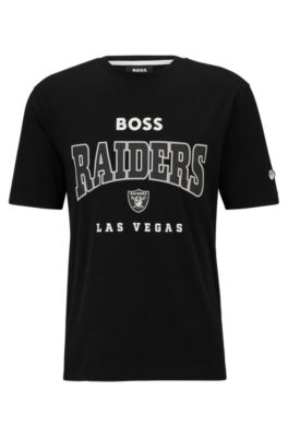 Hugo Boss Boss X Nfl Stretch-cotton T-shirt With Collaborative Branding In Raiders