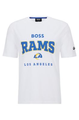 Hugo Boss Boss Nfl Stretch-cotton T-shirt With Collaborative Branding In Rams