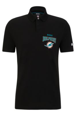 Hugo Boss Boss Nfl Cotton-piqu Polo Shirt With Collaborative Branding In Dolphins