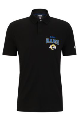 Hugo Boss Boss Nfl Cotton-piqu Polo Shirt With Collaborative Branding In Rams