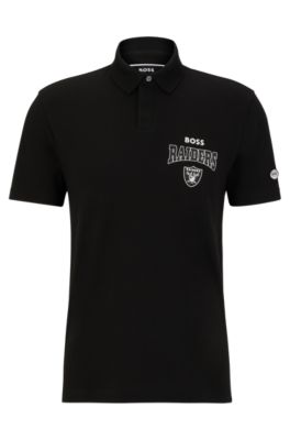 Hugo Boss Boss Nfl Cotton-piqu Polo Shirt With Collaborative Branding In Raiders
