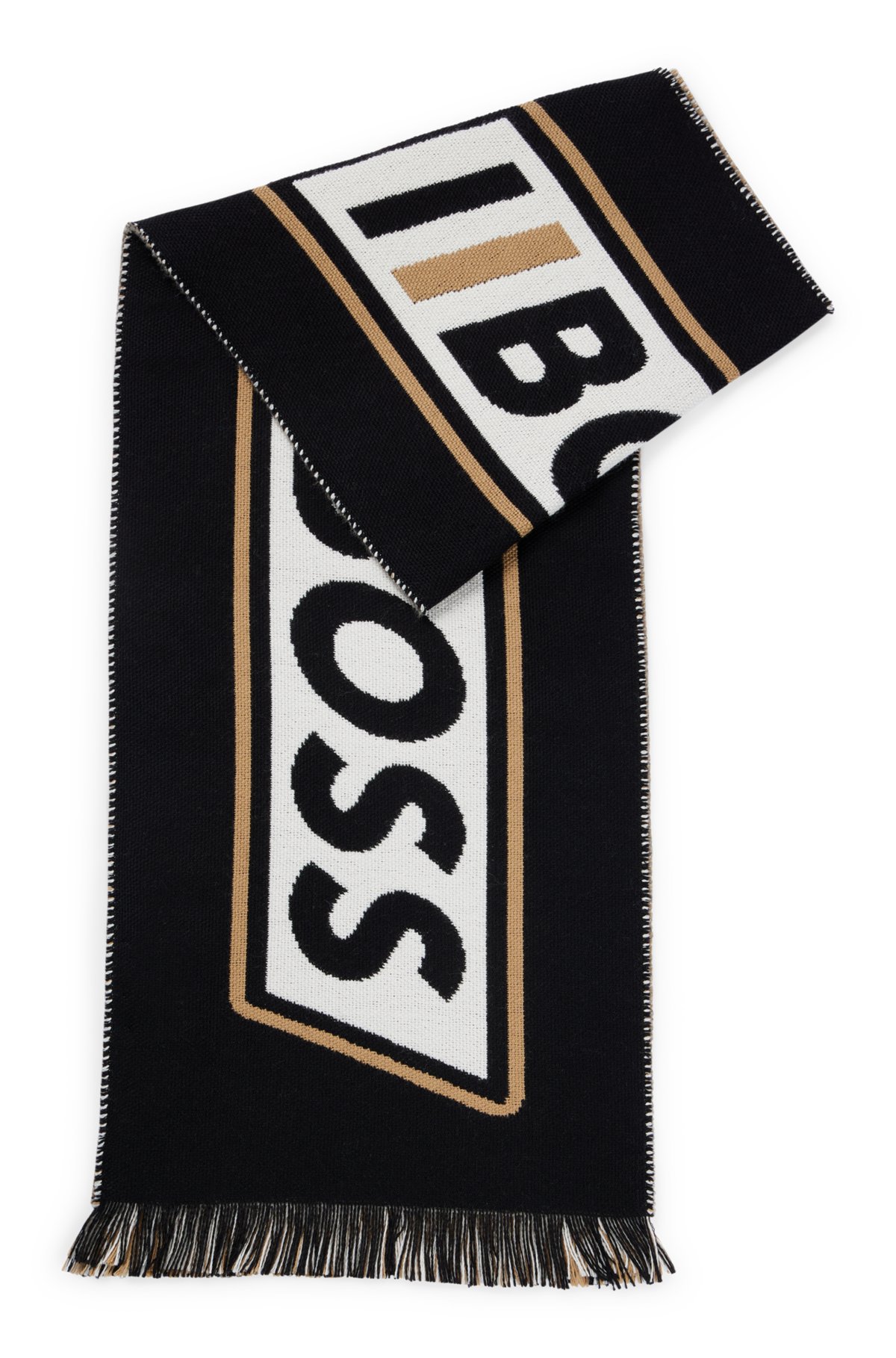 im Schal - BOSS und mit Fransen Rennsport-Stil Logo