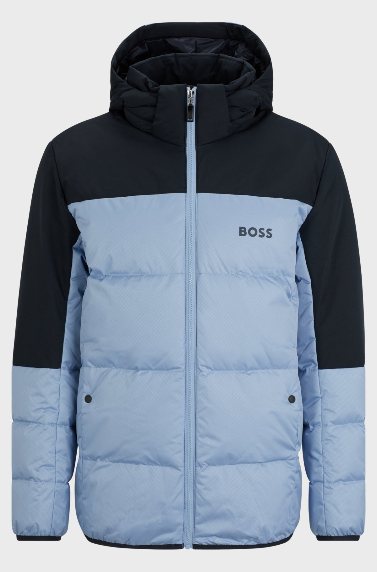 Regular-fit water-repellent down jacket with logo detail, Light Blue