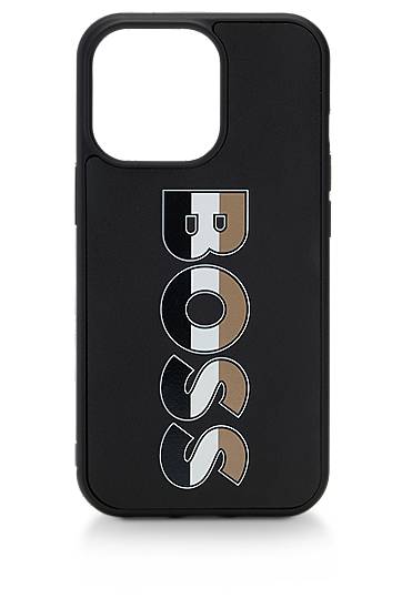 Hugo Boss Leather-covered Iphone 13 Pro Case With Signature-stripe Logo ...