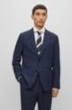 Slim-fit checked suit in stretch fabric with silk, Dark Blue