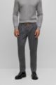 Slim-fit trousers in a micro-patterned cotton blend, Dark Grey