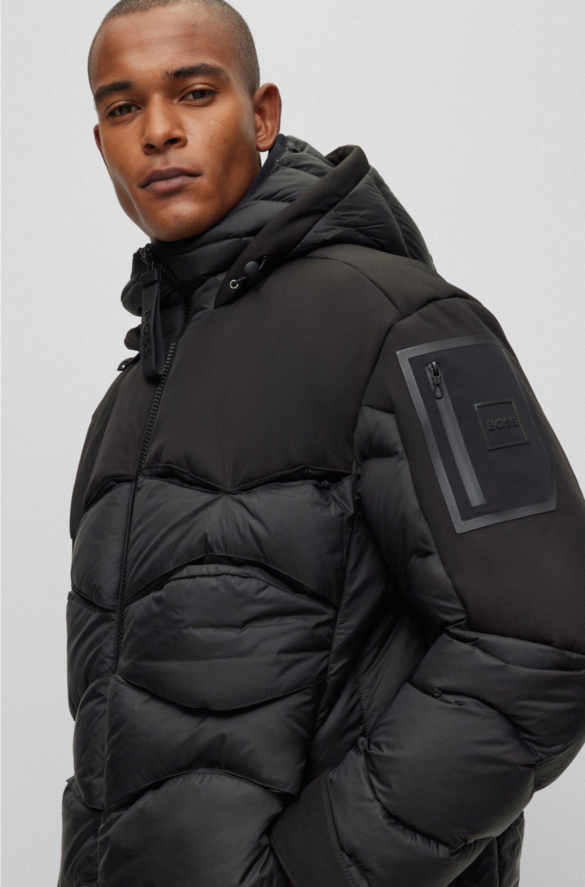 BOSS - Water-repellent regular-fit jacket with double hood