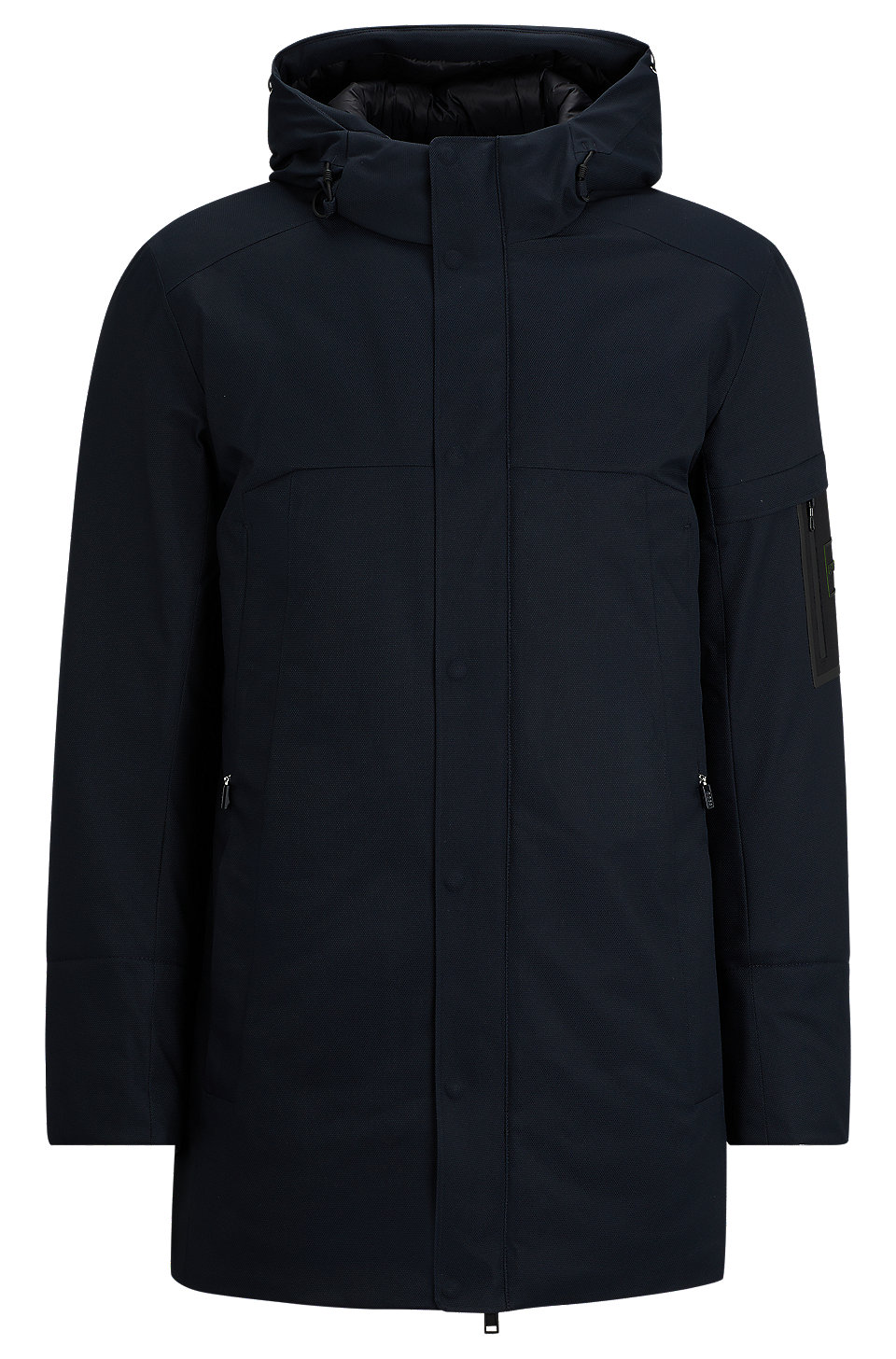 BOSS - Water-repellent parka jacket with logo sleeve pocket