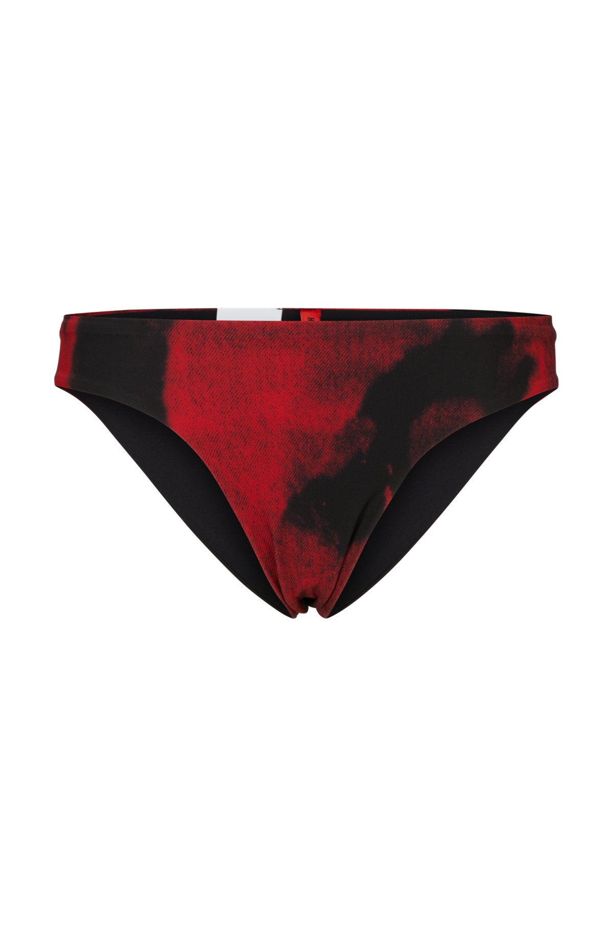 Seasonal-print bikini bottoms with logo detail, Black / Red