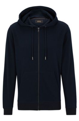 BOSS Zip up relaxed fit hoodie in cotton and cashmere