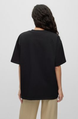 HUGO 콘트라스트 로고 코튼 저지 티 셔츠