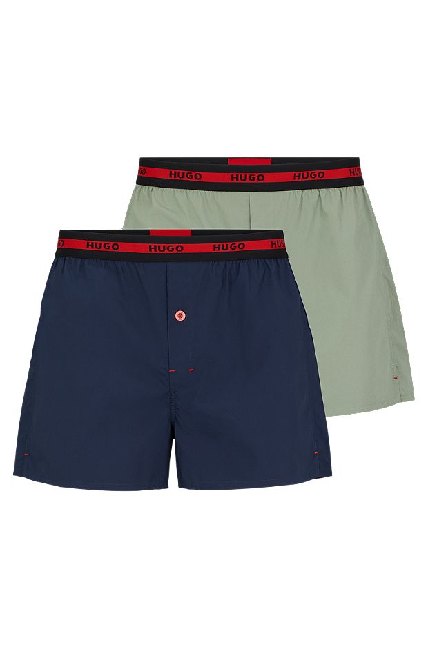 Two-pack of cotton boxer shorts with logo waistbands, Light Green
