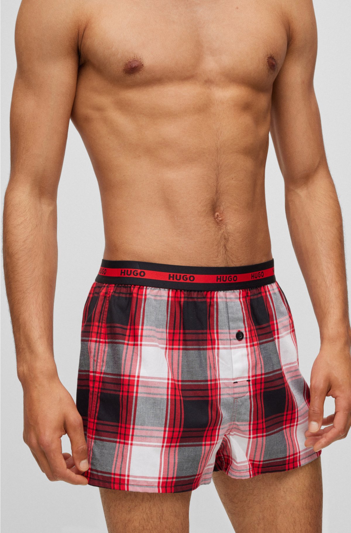 HUGO - Two-pack of cotton boxer shorts with logo waistbands