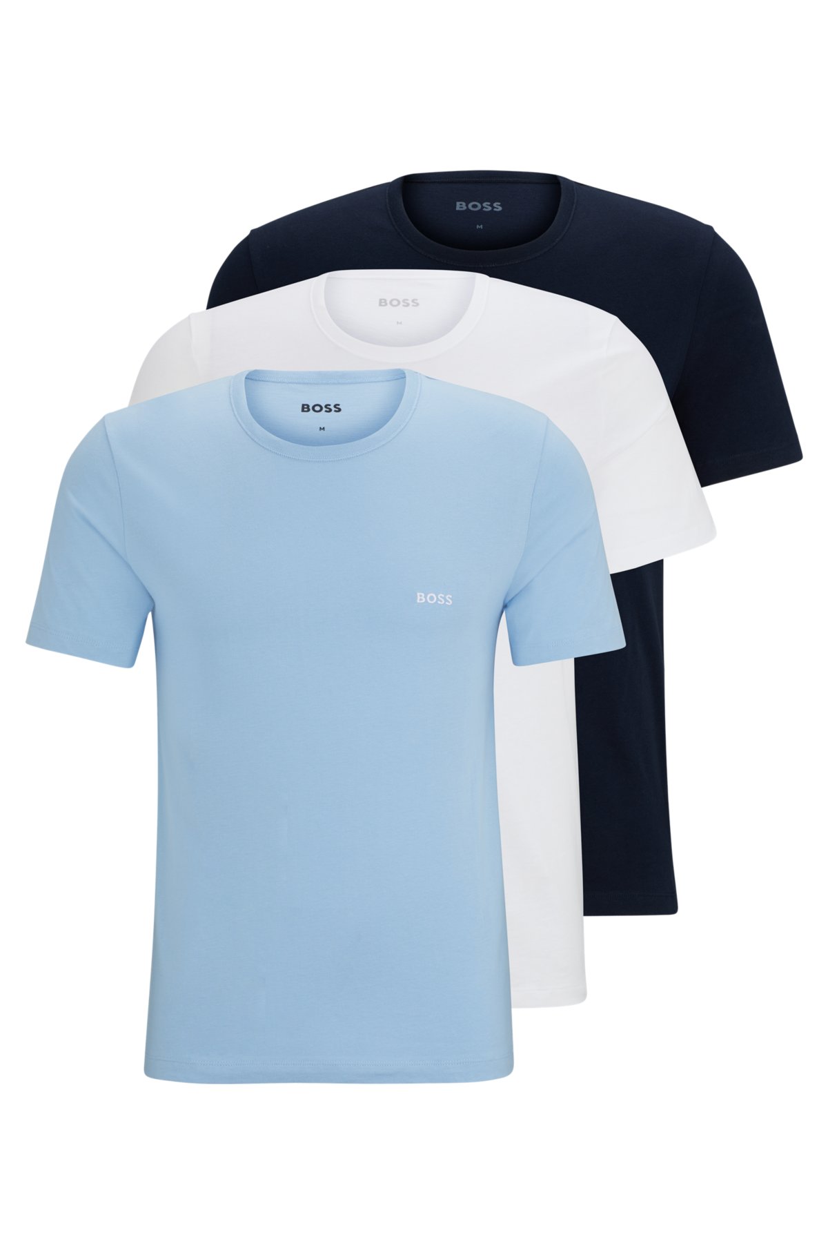 ecstasy Genoplive pessimistisk BOSS - Three-pack of logo underwear T-shirts in cotton jersey