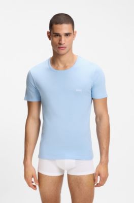 Lot de trois t-shirts en coton, Blanc / Bleu