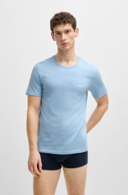 Three-pack of logo underwear T-shirts in cotton jersey, White / Blue