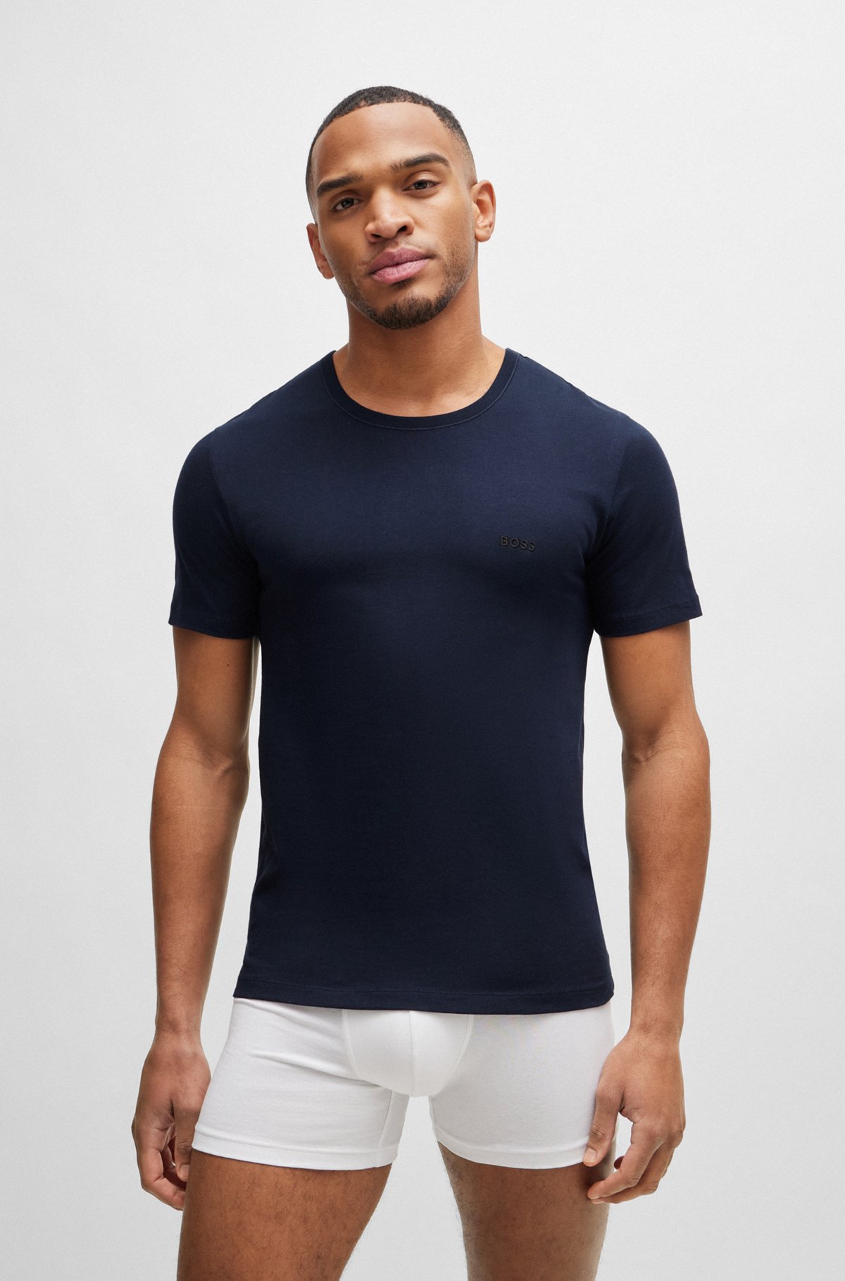 BOSS - Three-pack of logo underwear T-shirts in cotton jersey