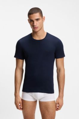 Lot de trois t-shirts en coton, Blanc / Bleu