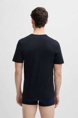 Three-pack of logo underwear T-shirts in cotton jersey, White / Blue