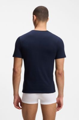 Three-pack of underwear T-shirts in cotton, White / Blue