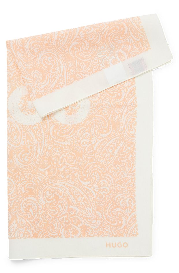 Seasonal-print bandana in cotton with logo, Light Orange