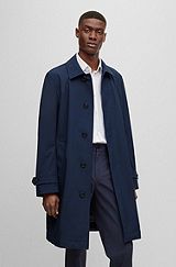 Water-repellent coat in performance-stretch softshell material, Dark Blue