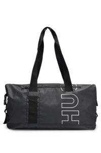 Outline-logo holdall in diamond-structured material, Black