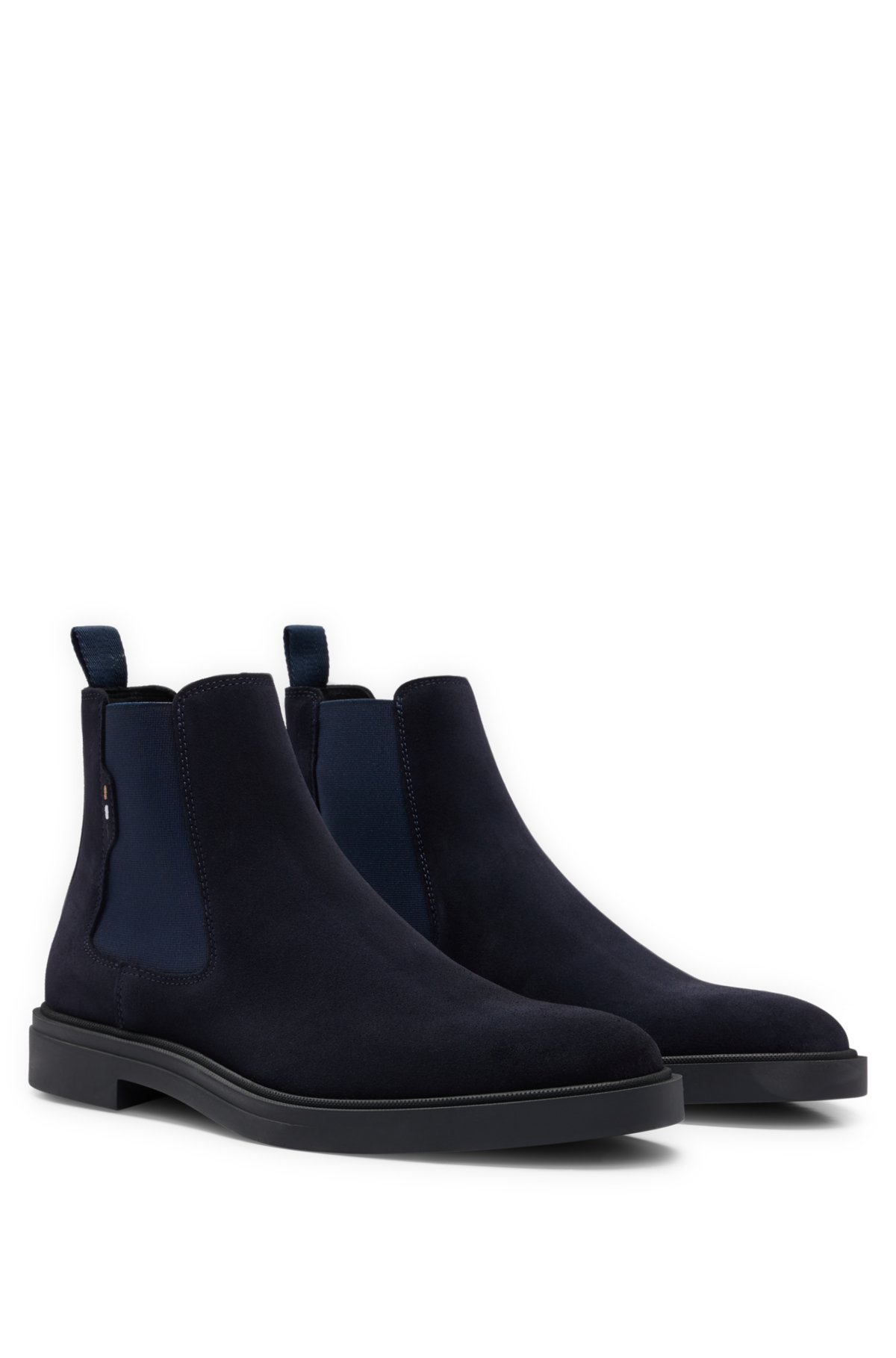 BOSS - Suede Chelsea boots with signature-stripe detail