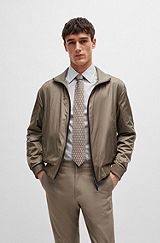 Reversible blouson jacket with water-repellent finish, Khaki