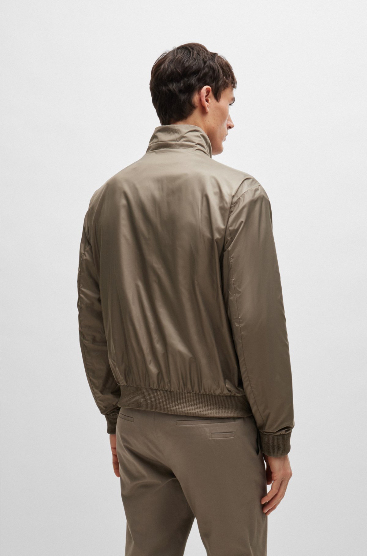 Reversible blouson jacket with water-repellent finish, Khaki