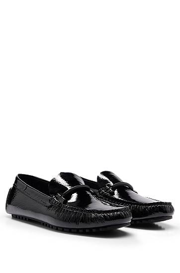 Driver moccasins in patent leather with branded trim, Hugo boss