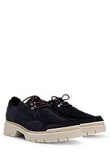 Suede Derby shoes with chunky rubber outsole, Dark Blue