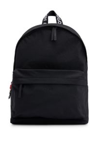 Wrinkle-effect nylon backpack with logo straps, Black