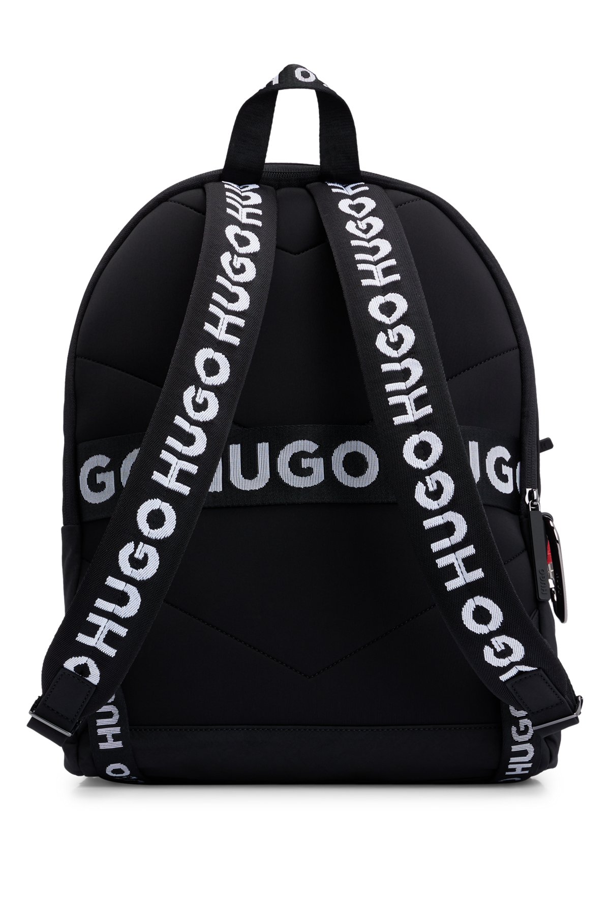 Wrinkle-effect nylon backpack with logo straps, Black
