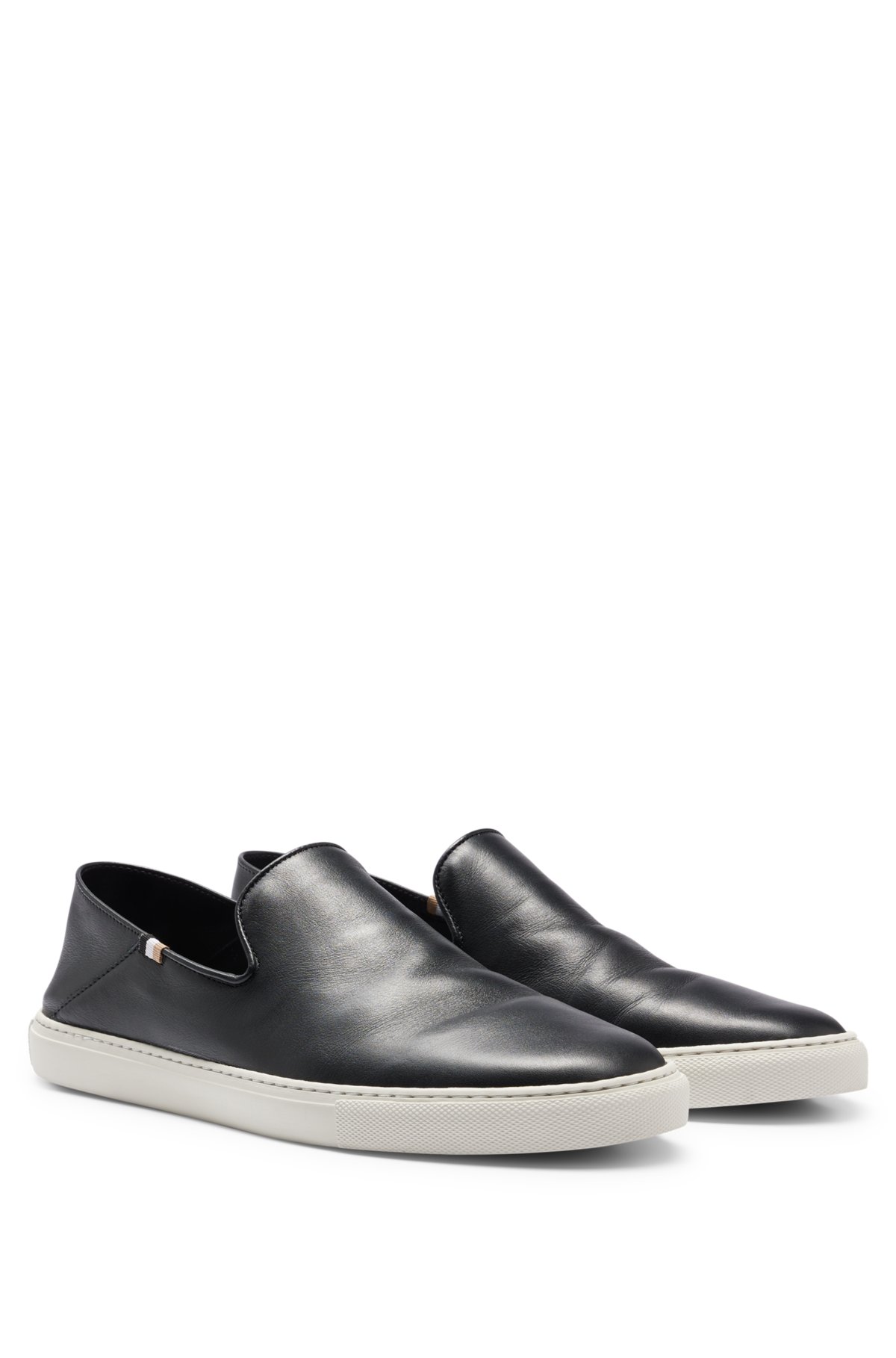 BOSS - Leather shoes with signature-stripe trim