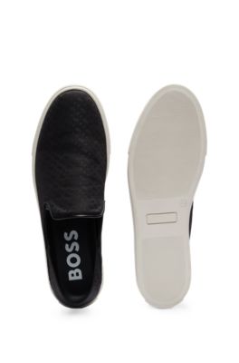 BOSS Slipon shoes with tonal monogram pattern
