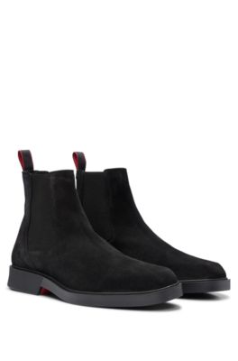 HUGO Suede Chelsea boots with logo details