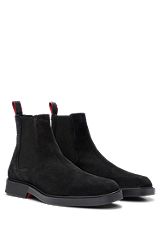 Suede Chelsea boots with logo details, Black